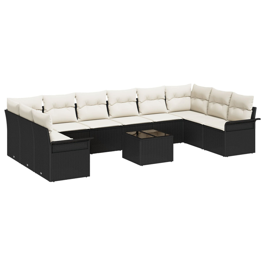 10-Delige Tuin Sofa Set Met Kussens Bruin Poly Rattan