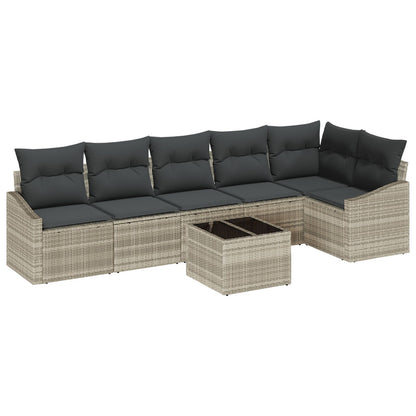 Tuin Sofa Set Set Van 7 Beige Pe Rattan Buitensectie Sofa