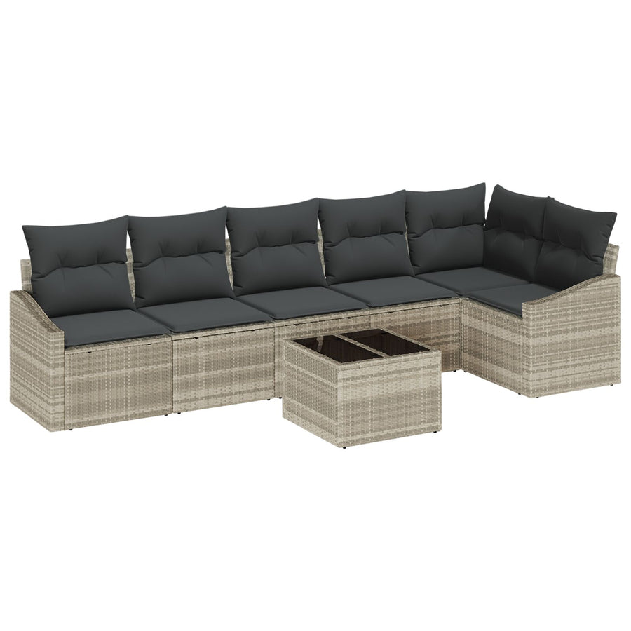 Tuin Sofa Set Set Van 7 Beige Pe Rattan Buitensectie Sofa