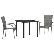 3-Delige Tuin Eetset Grijs Poly Rattan