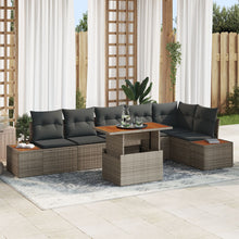 Tuin Sofa Set 7-Delige Grijs Poly Rattan Tuin Sofa Rechthoekig
