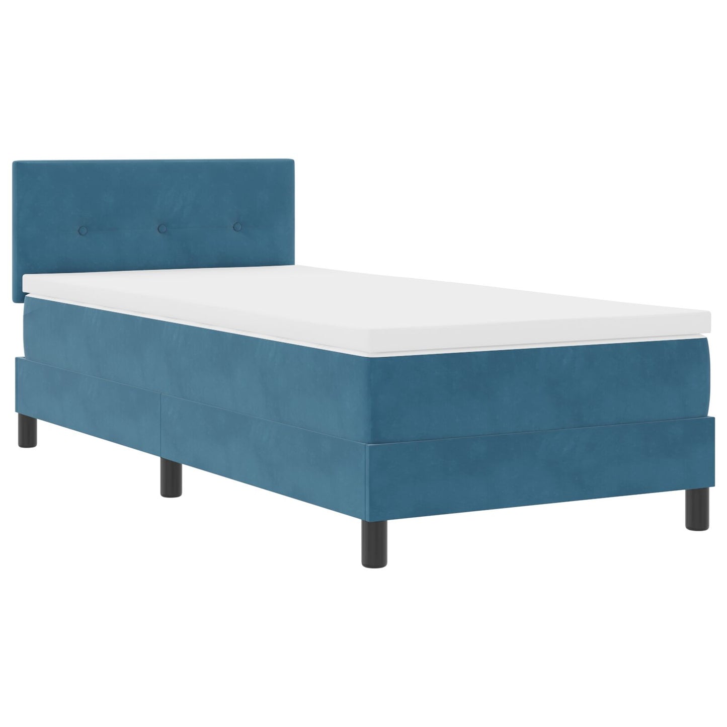 Boxspring Bed Met Matras Donker Blauw 90X200 Cm Fluweel Blauw