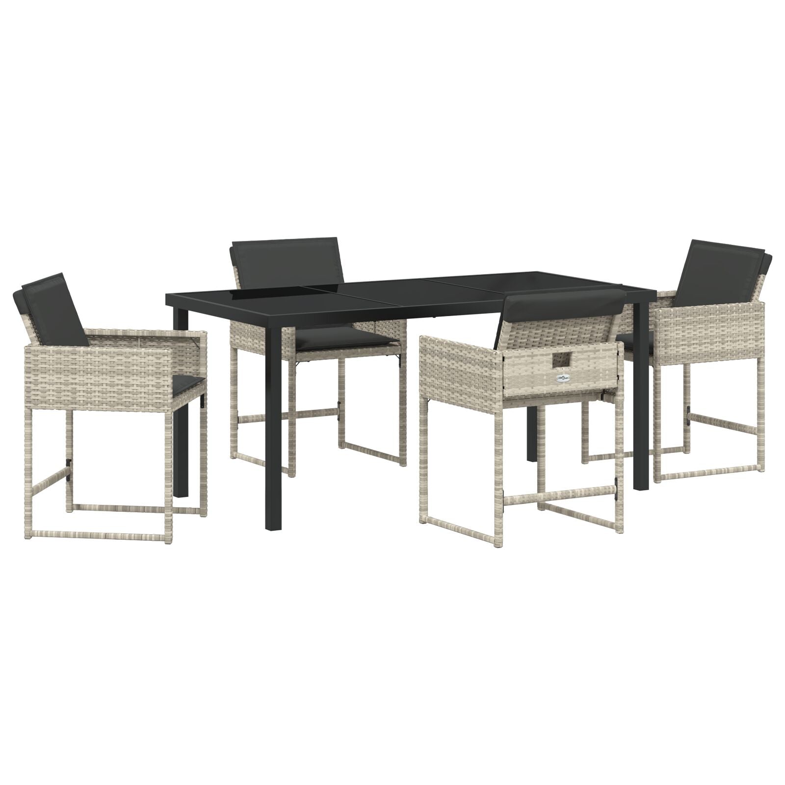 5-Delige Tuinset Met Kussens Lichtgrijs Poly Rattan