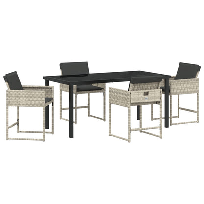 5-Delige Tuinset Met Kussens Lichtgrijs Poly Rattan