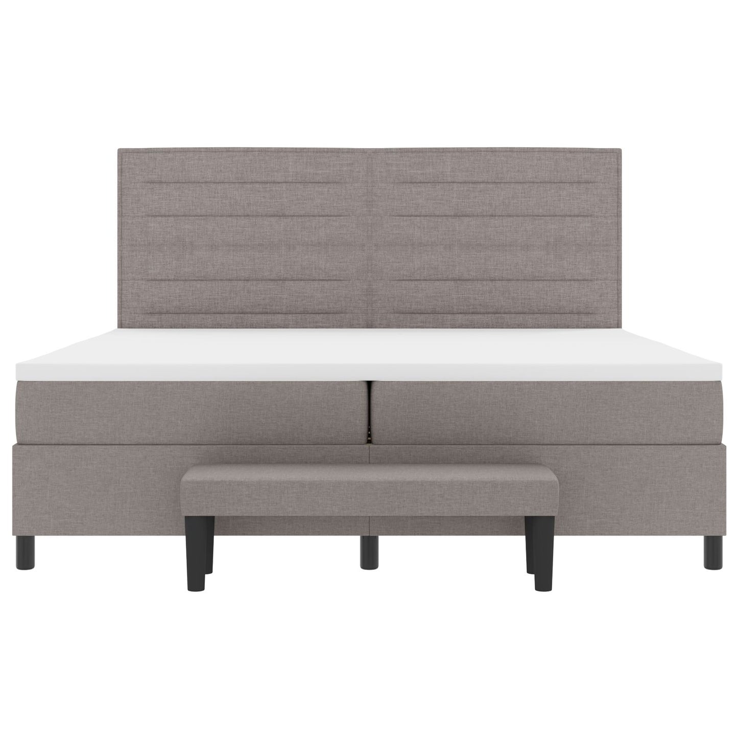 Boxspring Bed Met Matras & Bank Stof Taupe 200 x 200 cm Lijnen ontwerp
