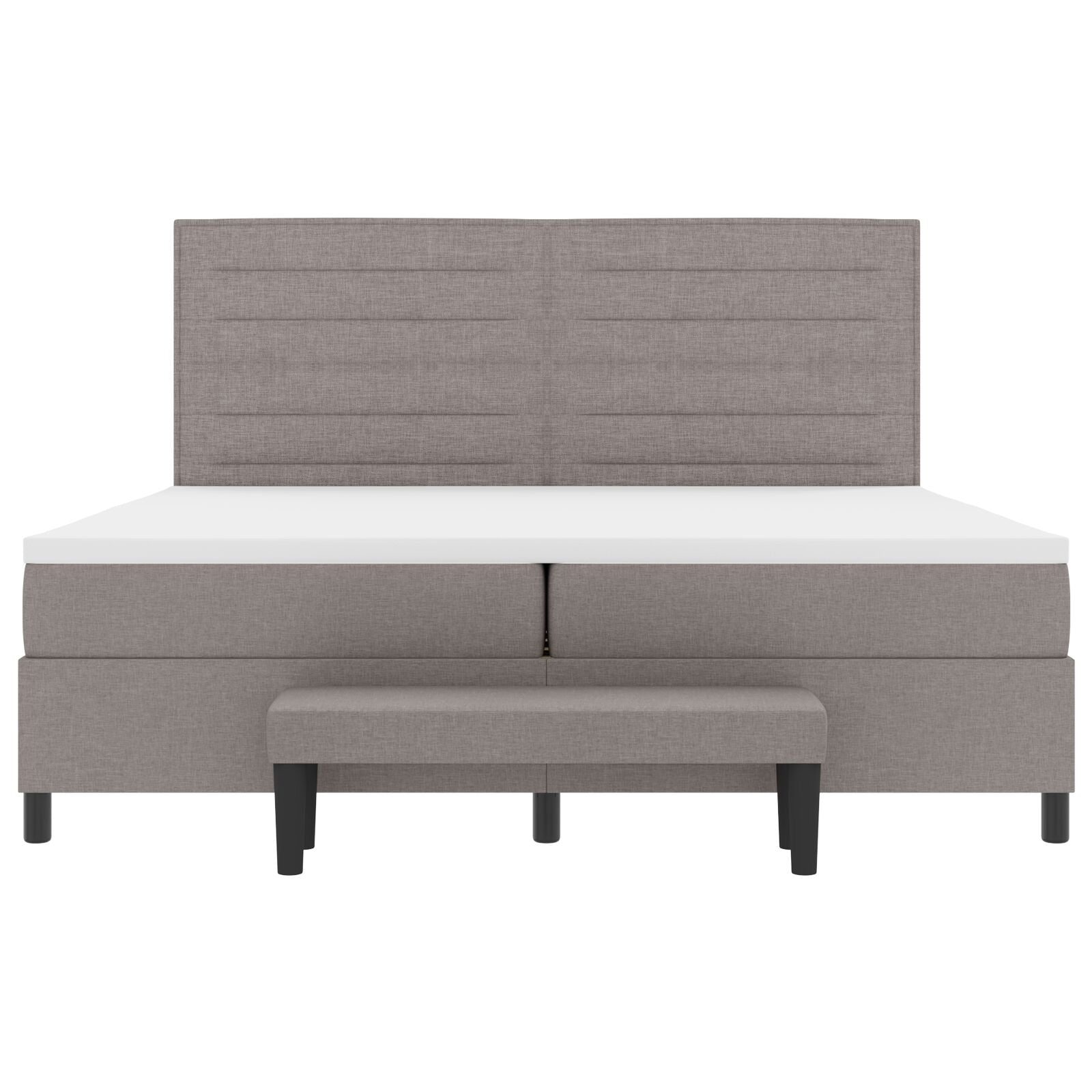 Boxspring Bed Met Matras & Bank Stof Taupe 200 x 200 cm Lijnen ontwerp