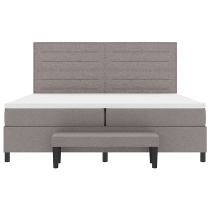 Boxspring Bed Met Matras & Bank Stof Taupe 200 x 200 cm Lijnen ontwerp