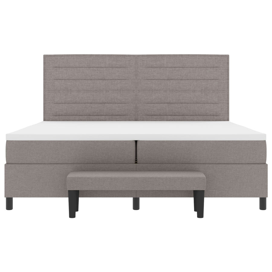 Boxspring Bed Met Matras & Bank Stof Taupe 200 x 200 cm Lijnen ontwerp
