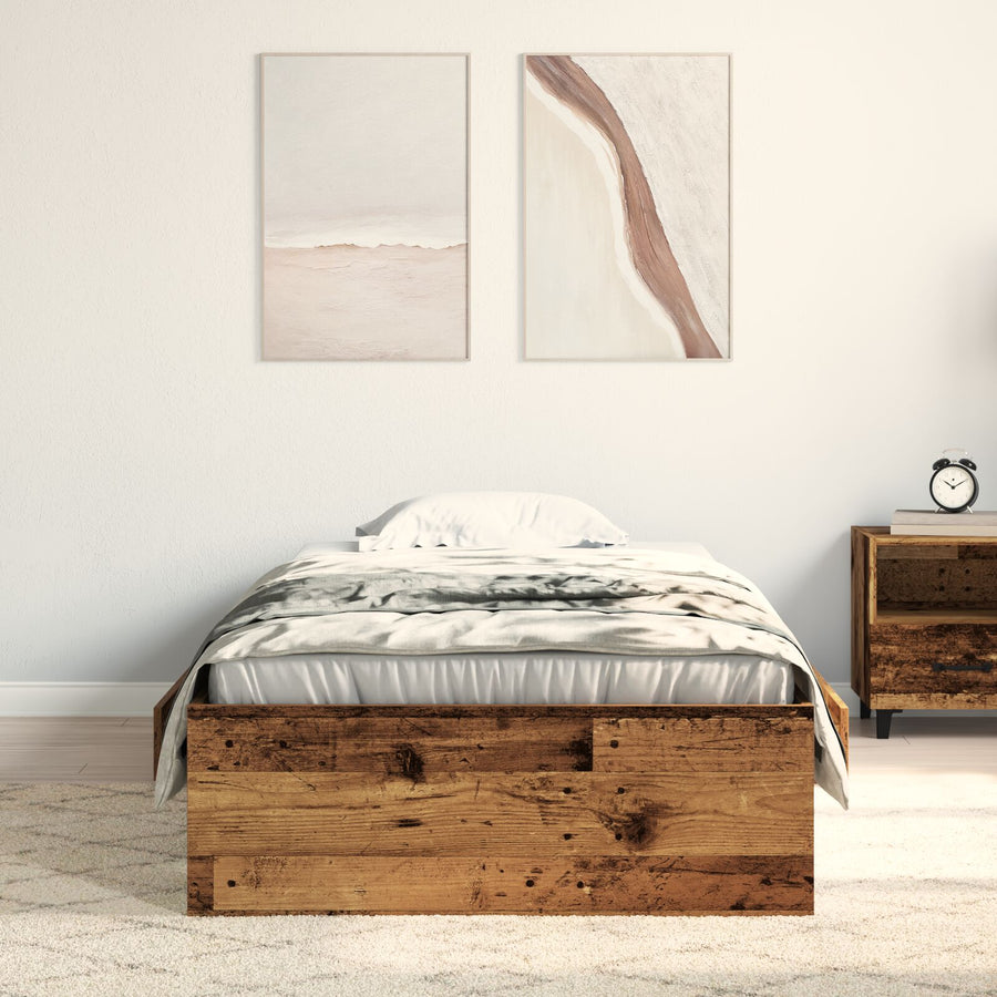 Bed Frame Oude Hout 90X200 Cm Engineered Hout Ambachtelijk Eiken