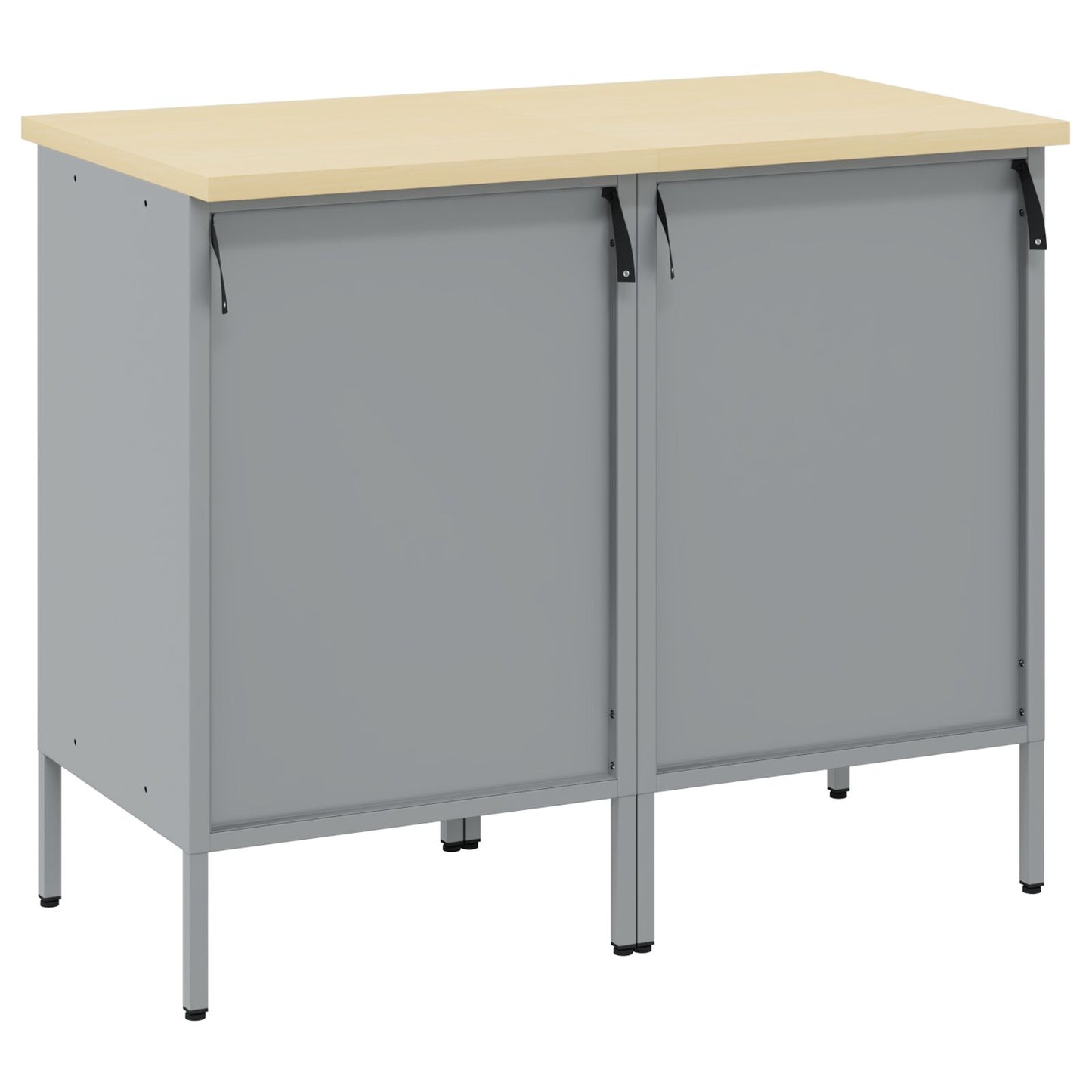 Werkcabinet 2 Stuks En Grijs Bewerkt Hout En Staal 2x (84 cm) Zwart 2x kast