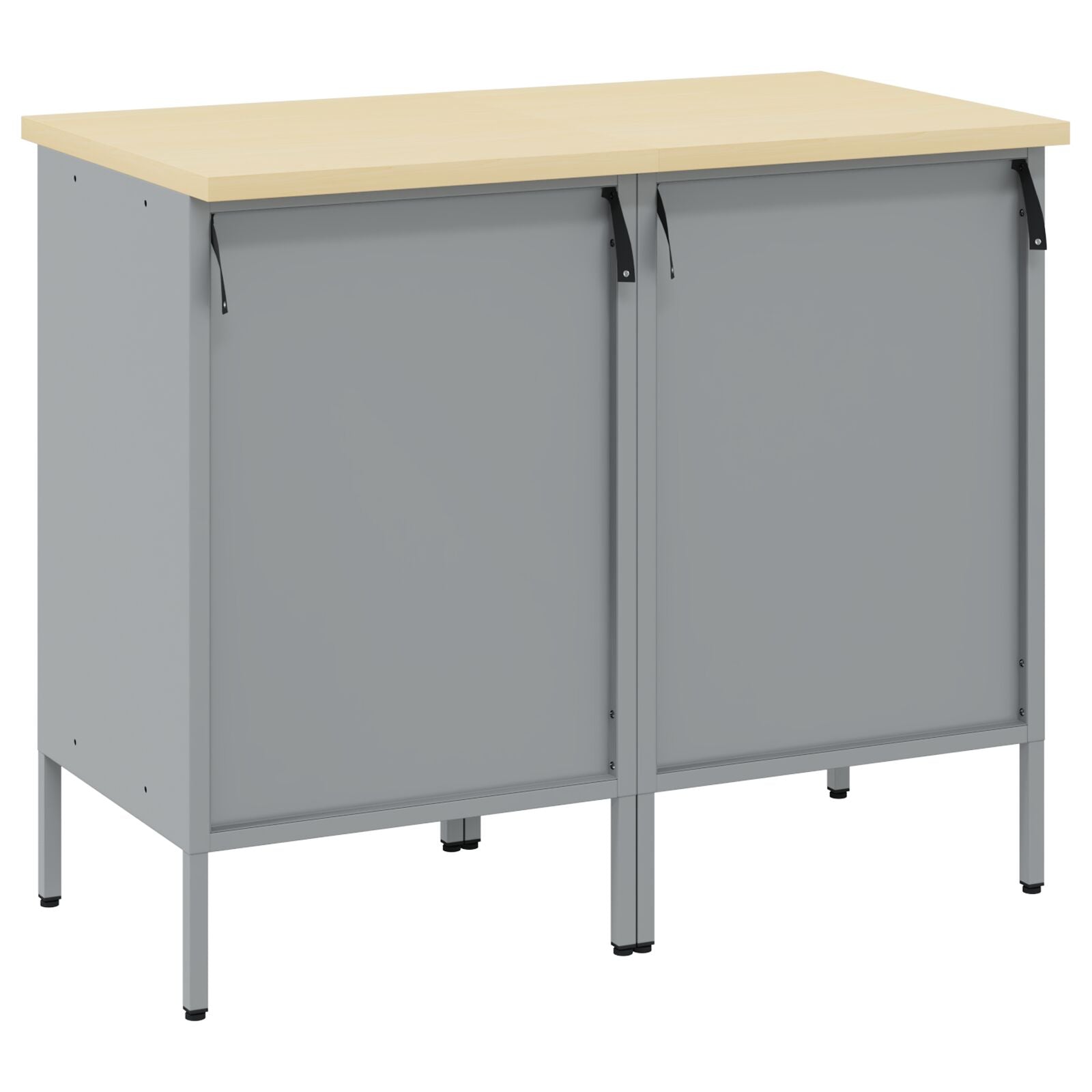Werkcabinet 2 Stuks En Grijs Bewerkt Hout En Staal 2x (84 cm) Zwart 2x kast