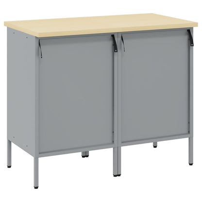 Werkcabinet 2 Stuks En Grijs Bewerkt Hout En Staal 2x (84 cm) Zwart 2x kast