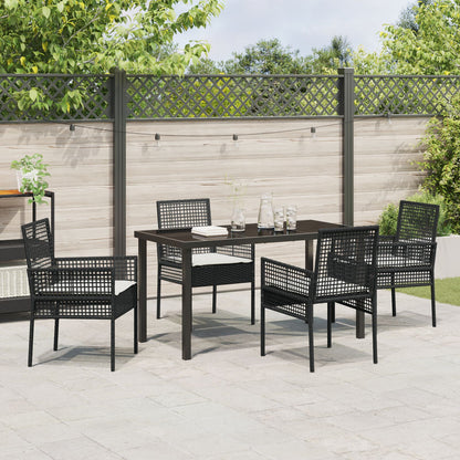 5 Delige Tuin Eetset Met Kussens Zwart Poly Rattan