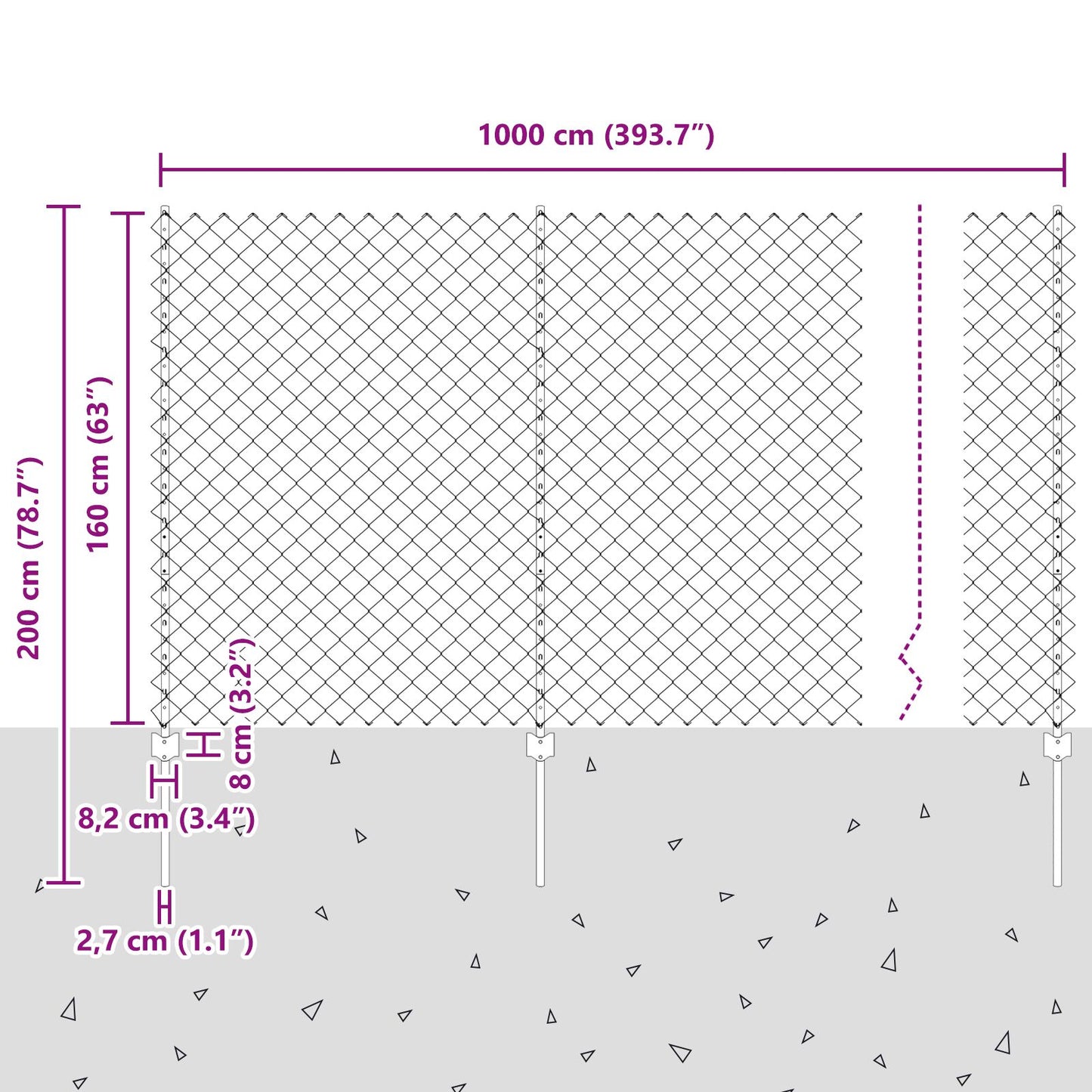 Kettinglinkhek Met 10 U-Palen Groen 1.6X10 M Staal