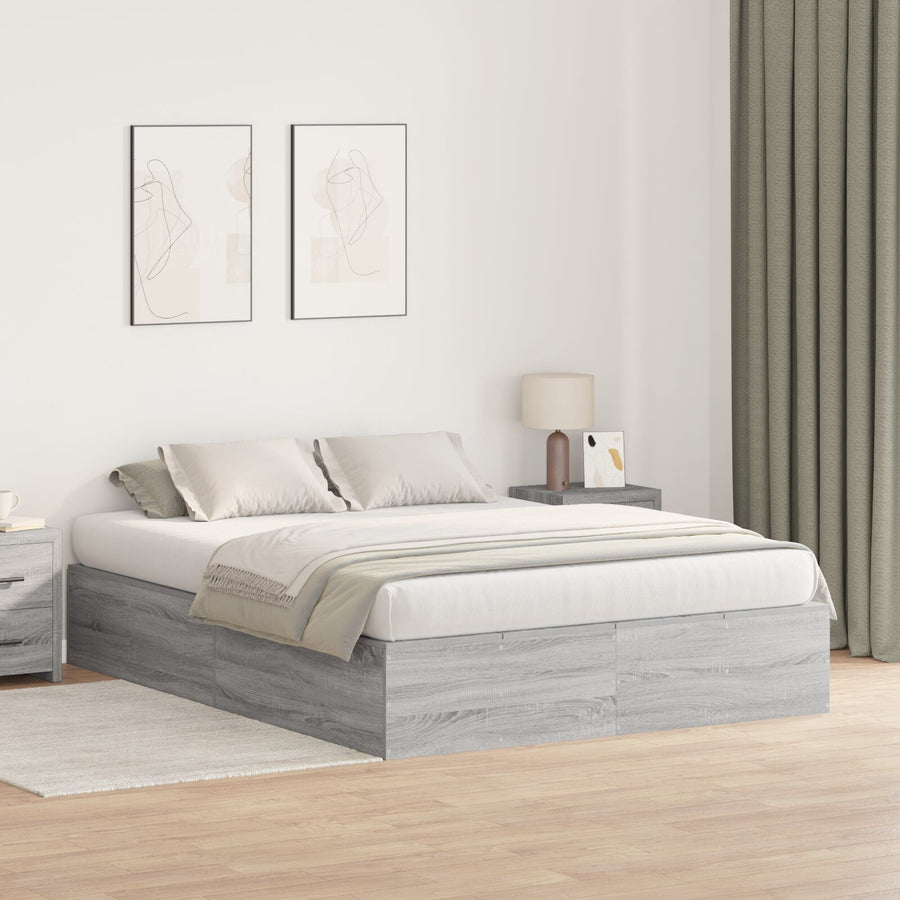 Opbergbedframe Grijs Sonoma 135 x 190 cm