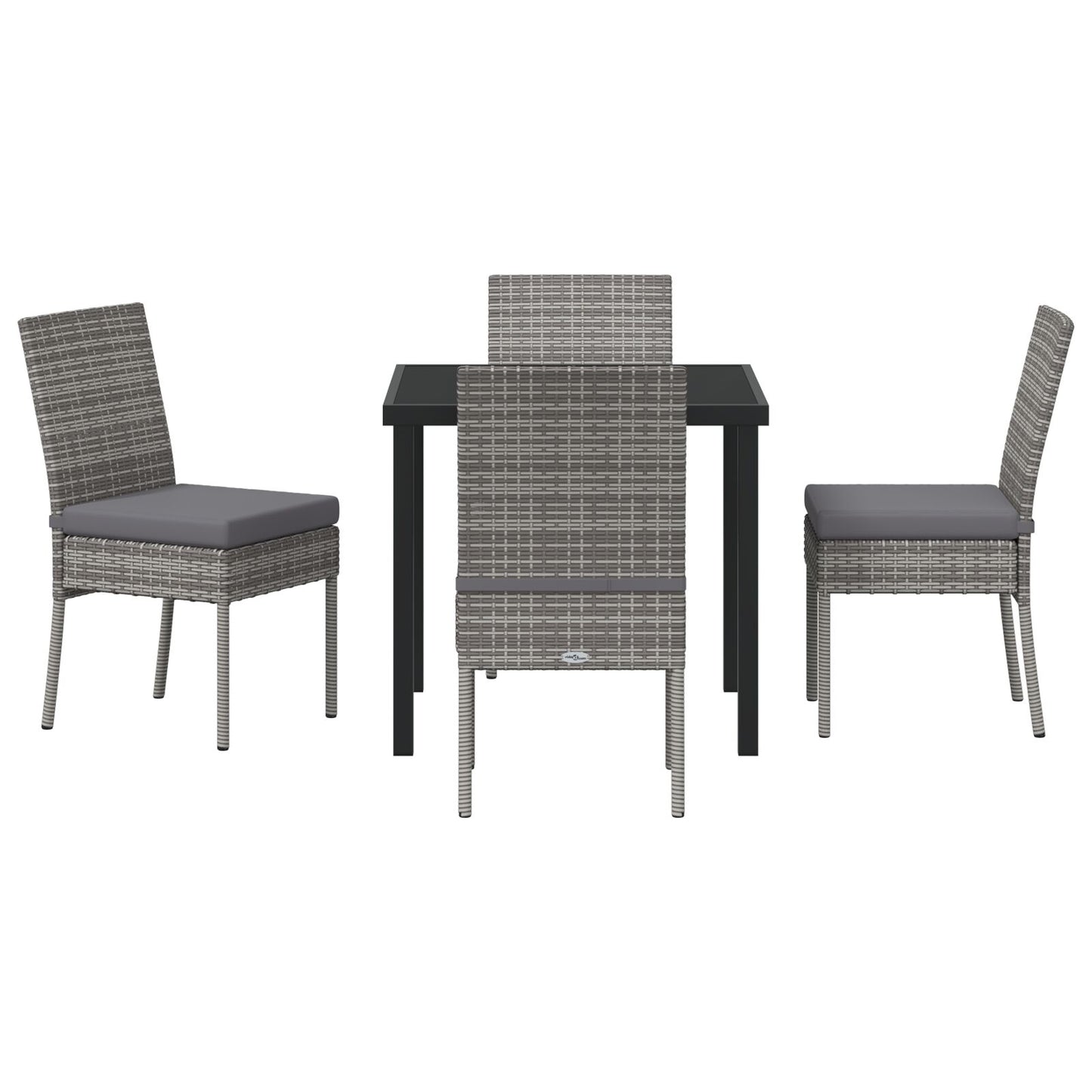 5 Delige Tuin Eetset Grijs Poly Rattan