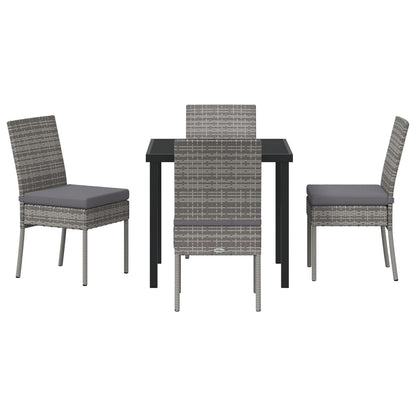 5 Delige Tuin Eetset Grijs Poly Rattan