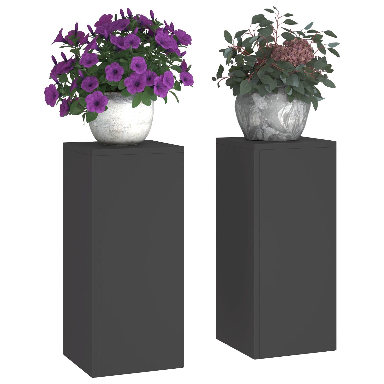 Buiten Plant Stands Pillar 2 Stuks 24X24X55 Cm Staal Zwart 2x (55 cm)