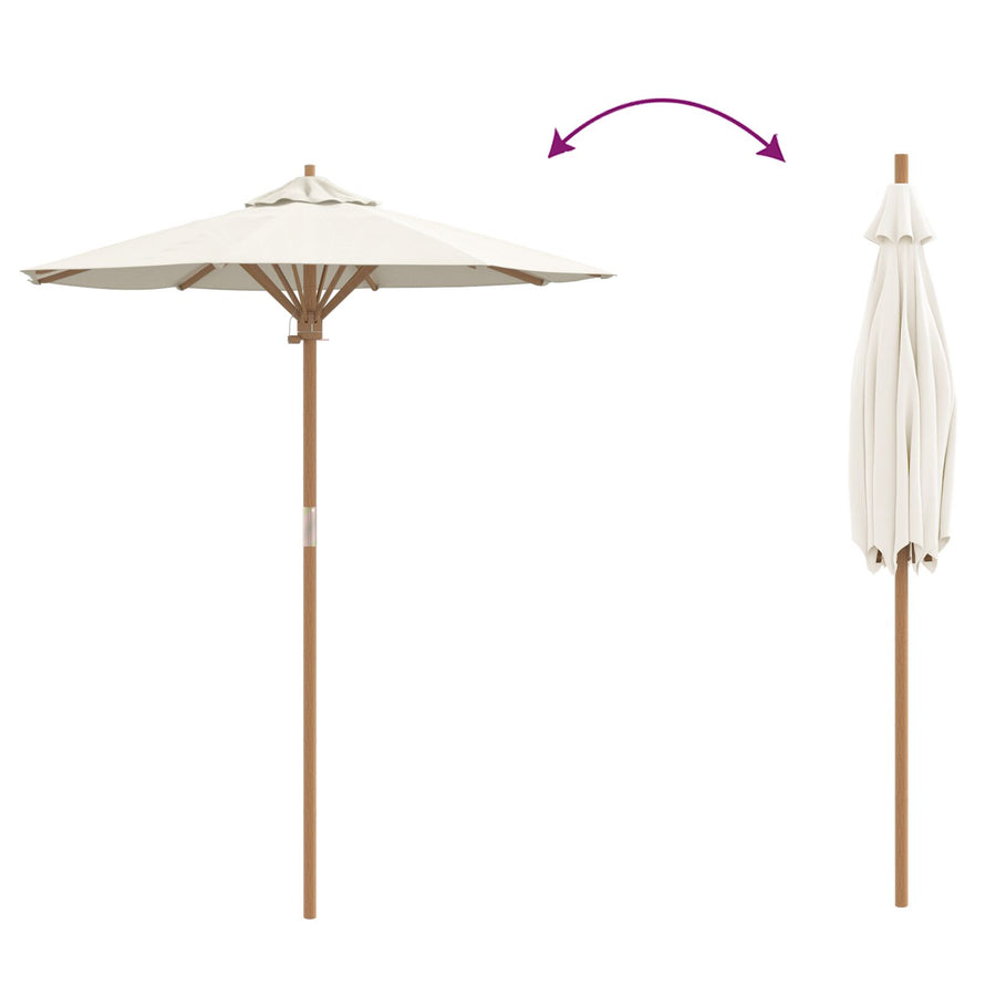 Tuinparasol 180X230 Cm Bamboe 180 x 180 x 230 cm Crème Wit