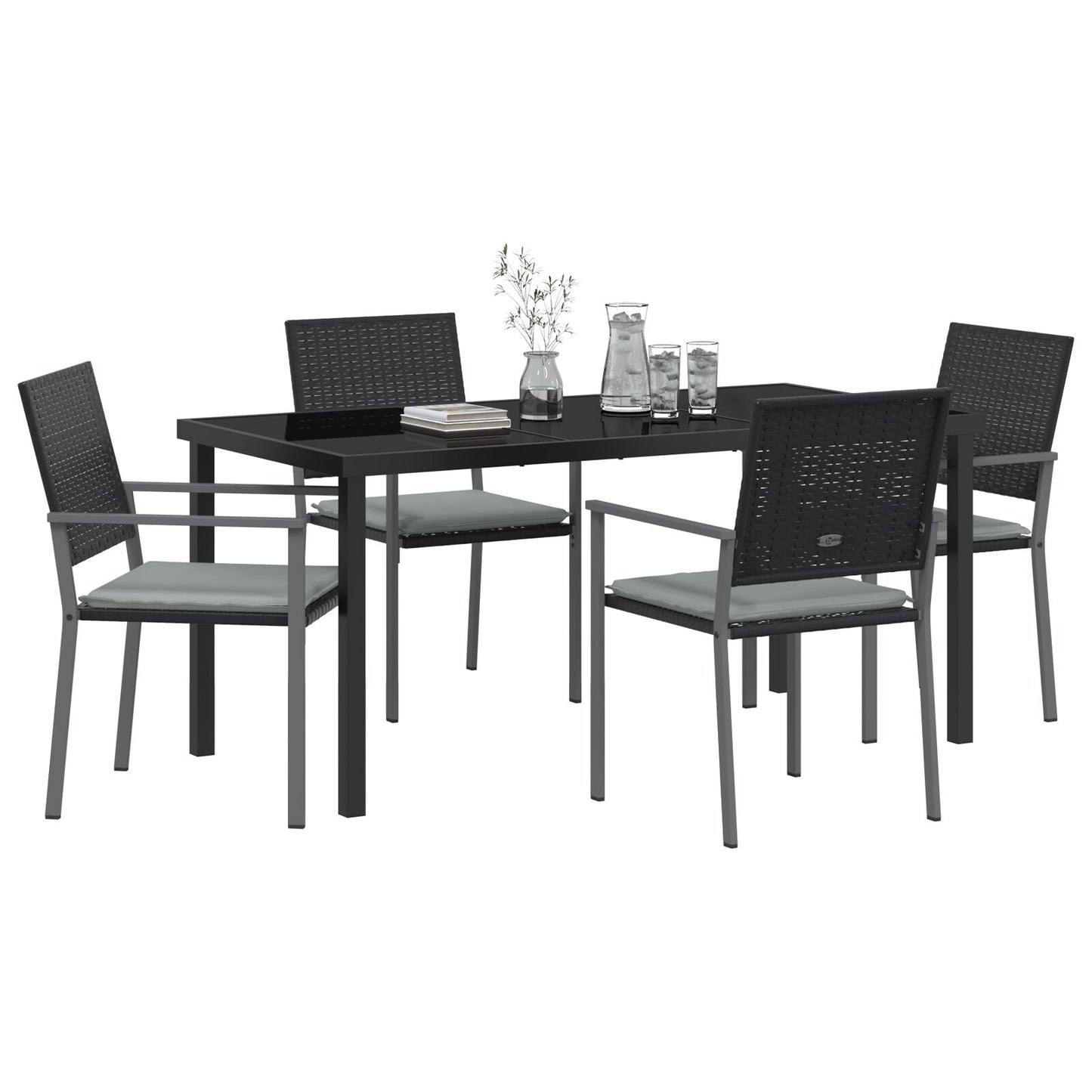 Set Van 3 Zwart Pe Rattan 54X62,5X89 Cm Duurzaam Tuinstoel