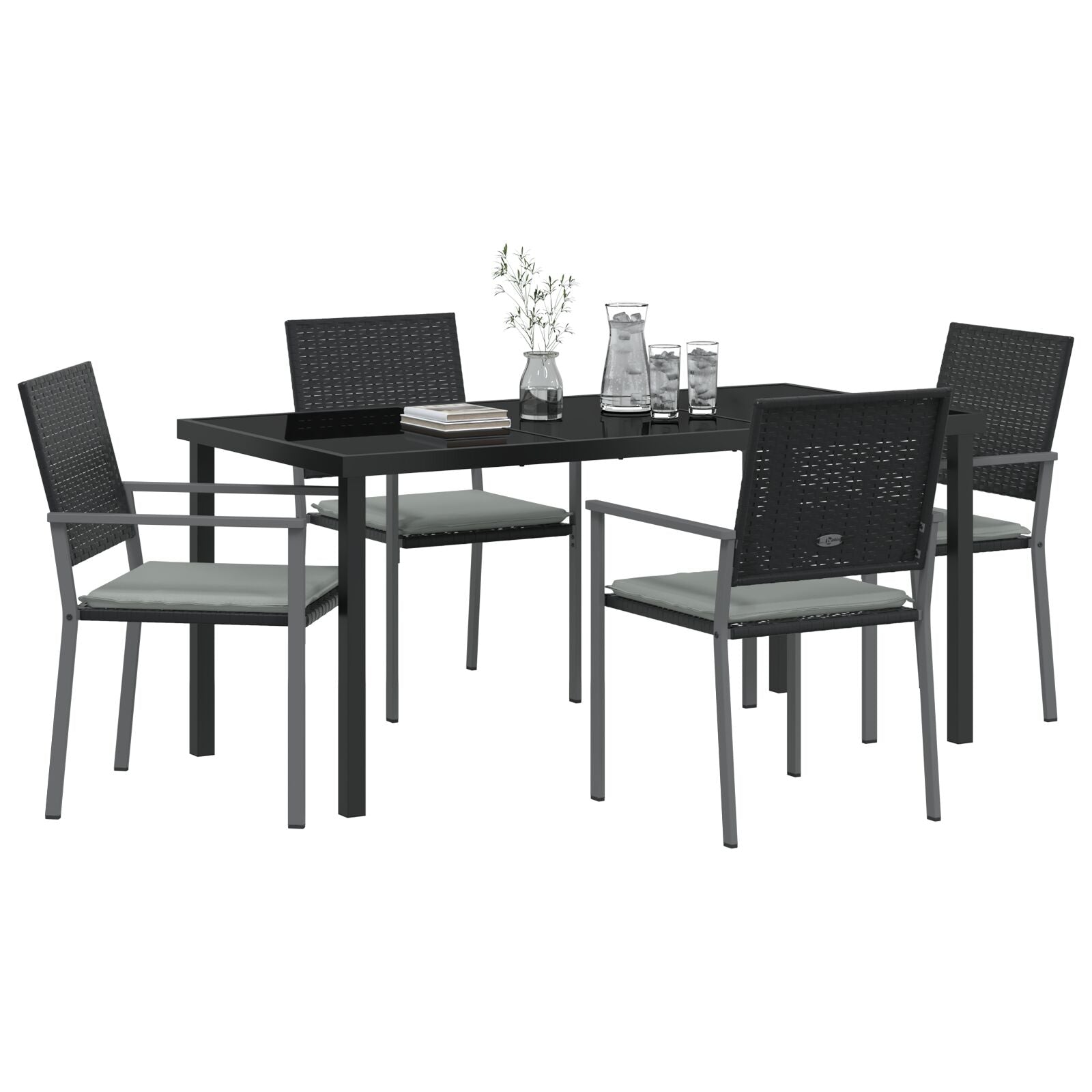 Set Van 3 Zwart Pe Rattan 54X62,5X89 Cm Duurzaam Tuinstoel