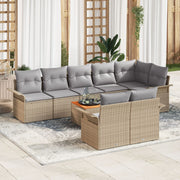 Tuinbankset poly rattan beige 9-delig