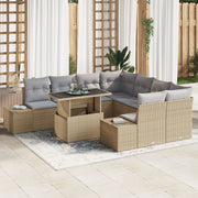 Tuin loungeset 9-delig poly rattan beige grijs
