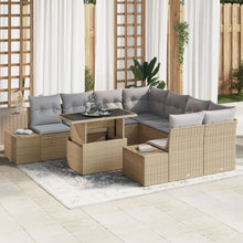 Tuin Sofa Set 9-Delig Grijs, Beige Poly Rattan Tuin Sofa Set