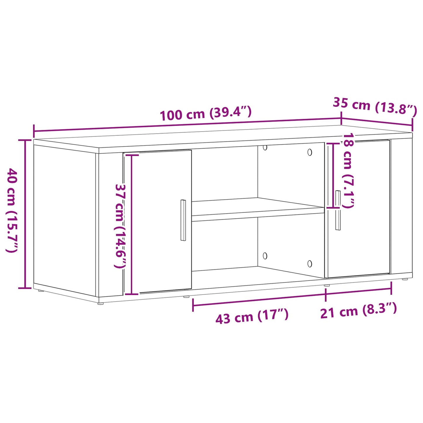 Tv-Kast 100X35X40 Cm Engineered Wood Artisan eiken