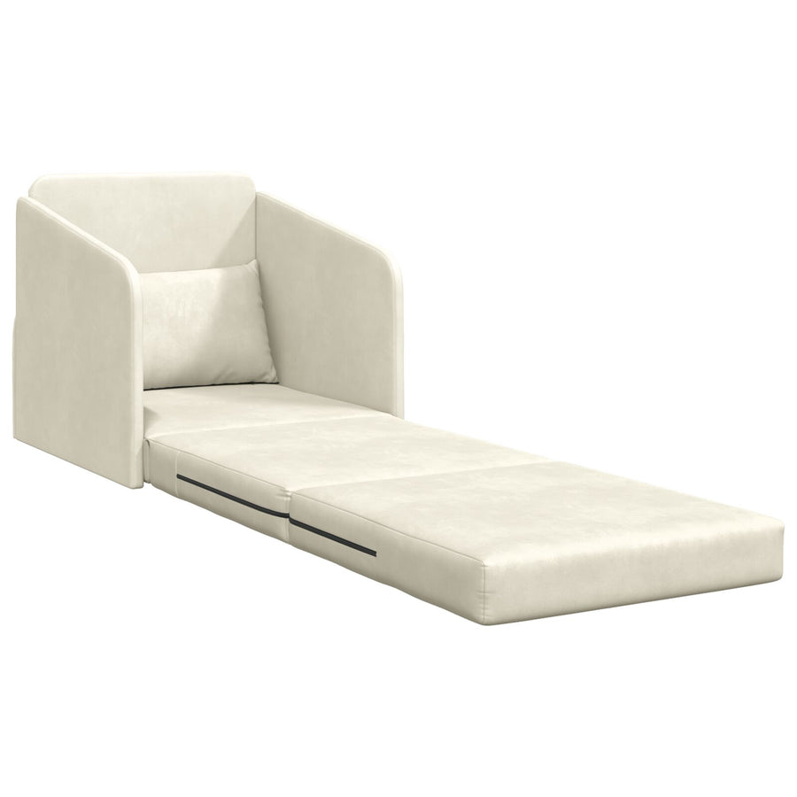 Vloer Bank Bed 2-In-1 65X80X83 Cm Velvet Crème