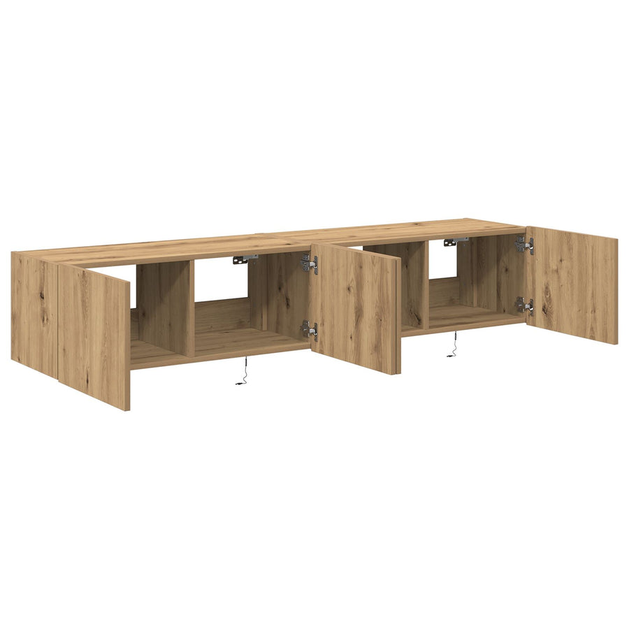Tv Wandmeubels Met Led-Verlichting 2 Stuks Artisan Eiken 80X35X31 Cm