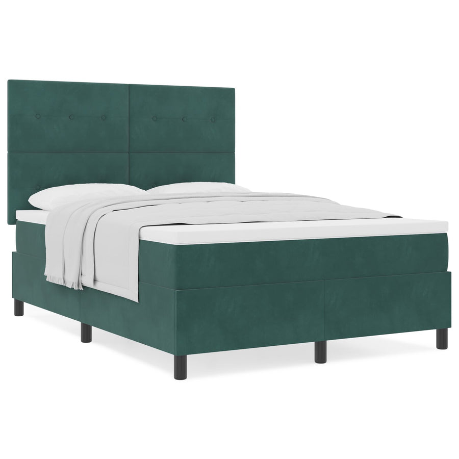 Boxspringbed Met Matras Donkergroen 140X200 Cm Velvet Blauw