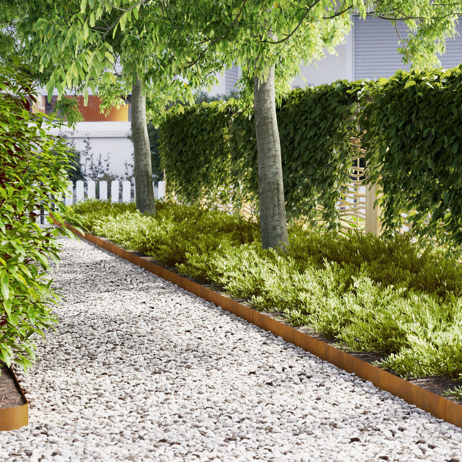Grasranden 10 Stuks 100X0,5X15 Cm 100 x 0.5 x 15 cm Verweerd staal