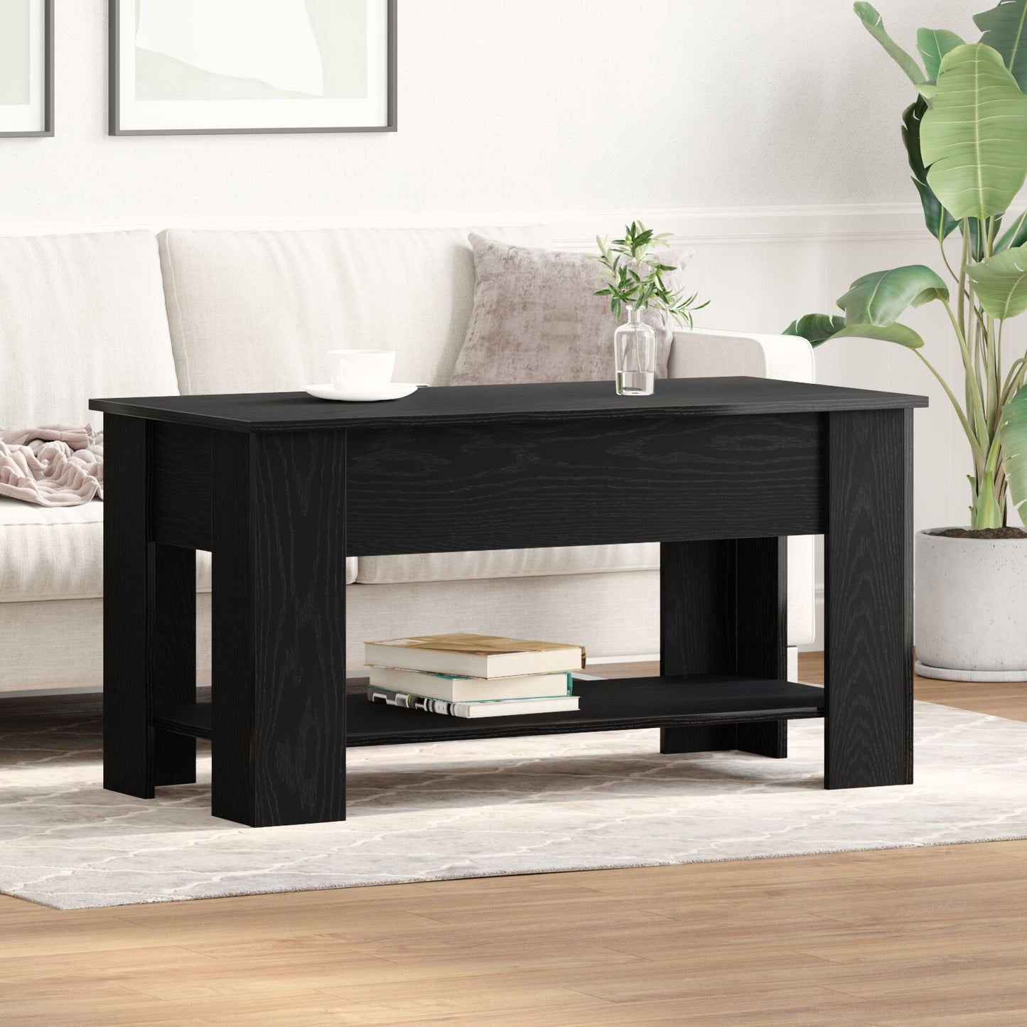 Zwarte Eikenhouten Salontafel - 101X49X52 Cm Gemaakt Van Geënginieerd Hout