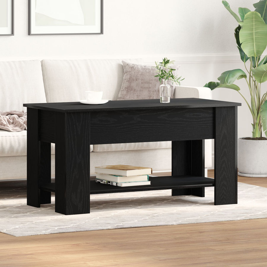 Zwarte Eikenhouten Salontafel - 101X49X52 Cm Gemaakt Van Geënginieerd Hout