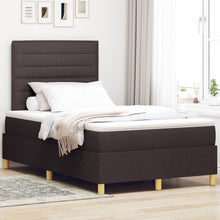 Boxspring Bed Met Matras Donkerbruin 120X200 Cm Stof Blauw