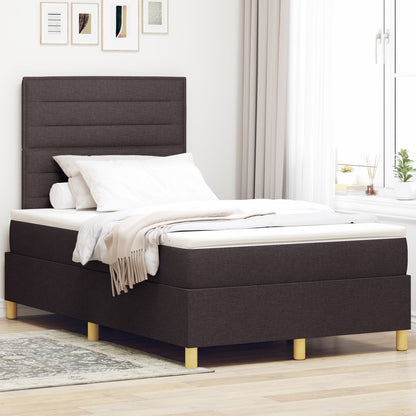 Boxspring Bed Met Matras Donkerbruin 120X200 Cm Stof Blauw