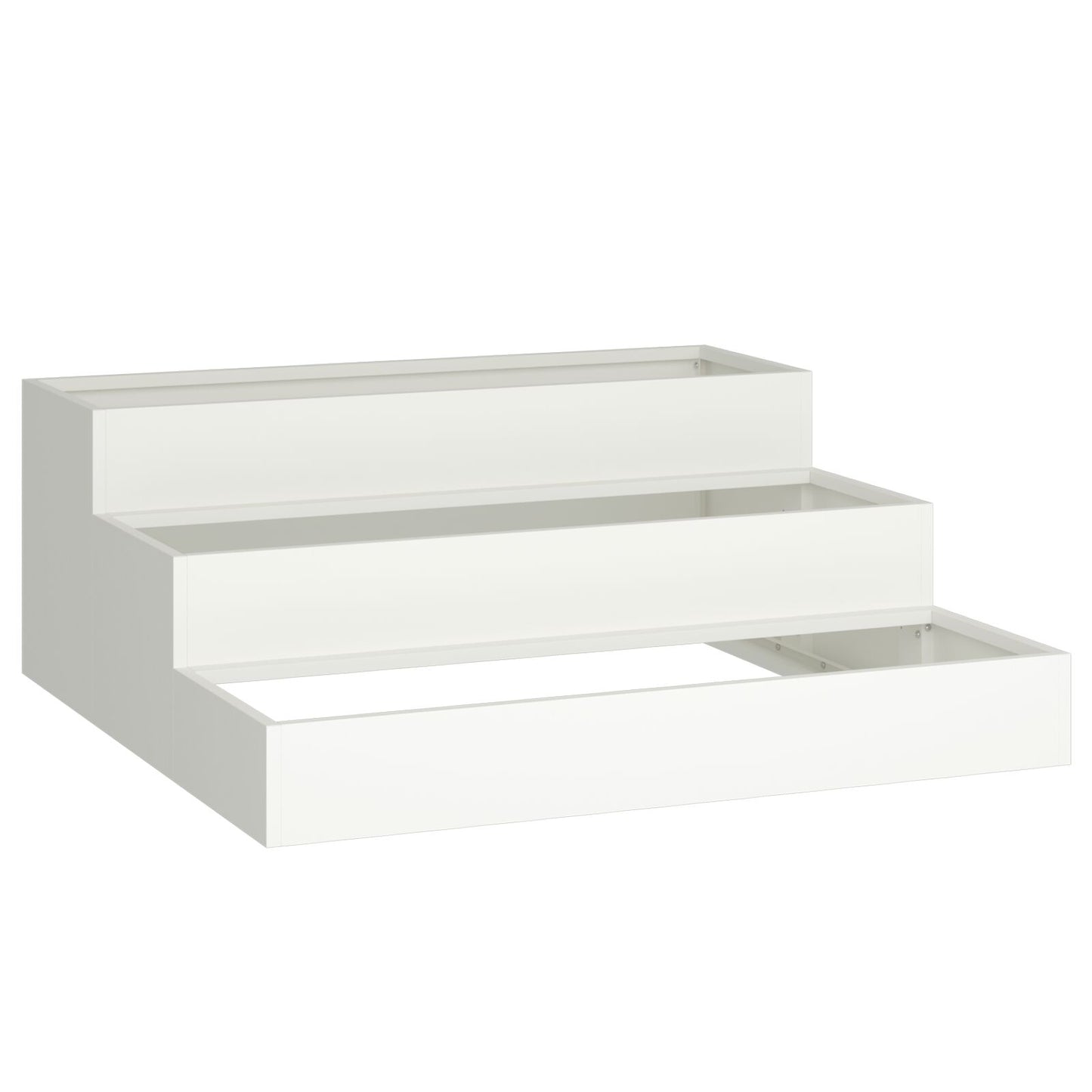 Tuin Plantenbak 3-Laags Te Staal 90 x 90 x 35 cm Wit