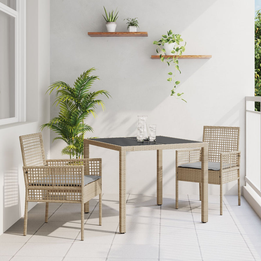 Set Van 2 Beige Poly Rattan 90 X 90 X 75 Cm