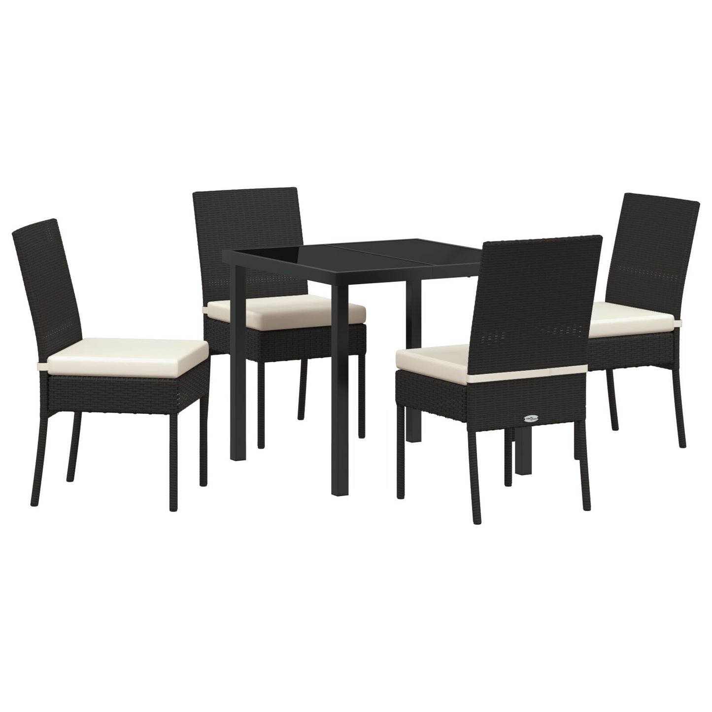 5-Delige Tuin Eetset Zwart Poly Rattan