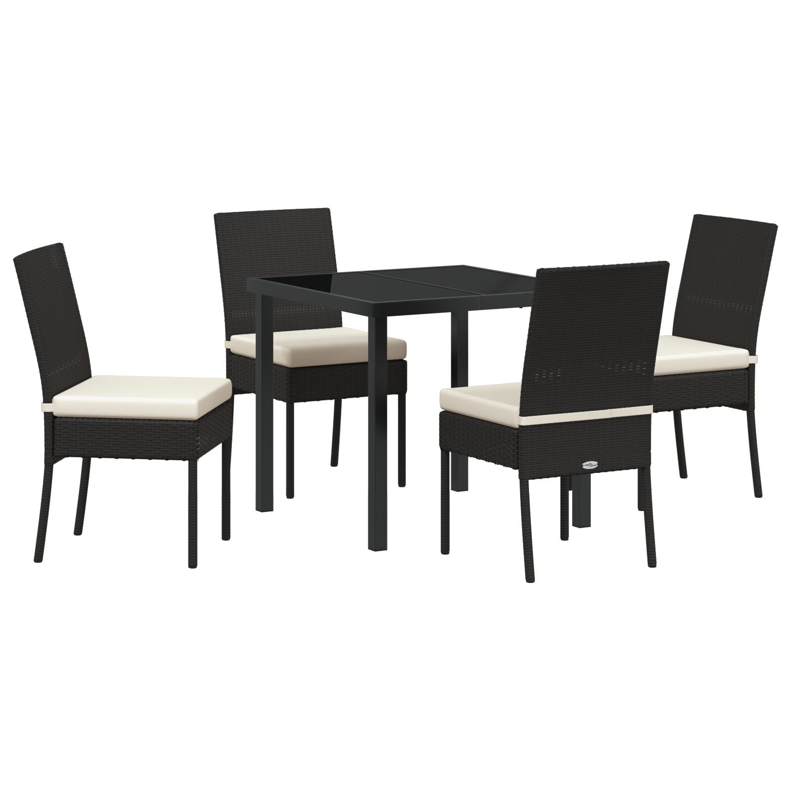 5-Delige Tuin Eetset Zwart Poly Rattan