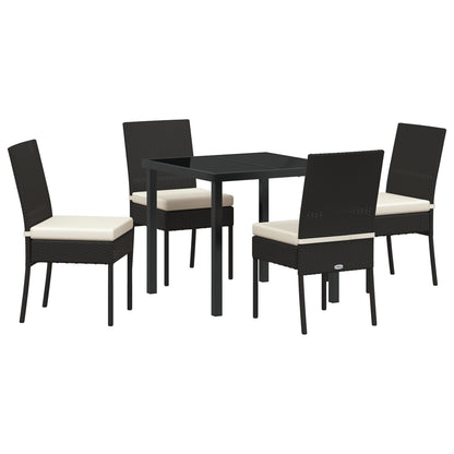 5-Delige Tuin Eetset Zwart Poly Rattan