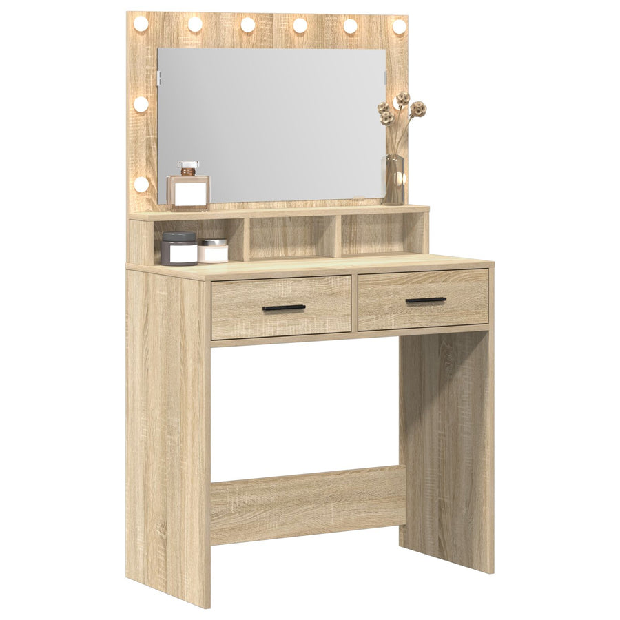 Kaptafel Met Led-Verlichting In 79 x 41 x 135 cm Sonoma eiken