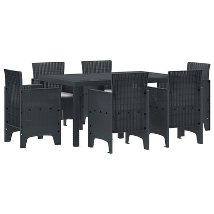 7-Delige Tuin Eettafel Set Met Kussens Anthraciet Poly Rattan