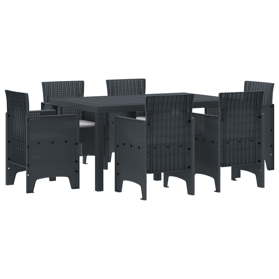 7-Delige Tuin Eettafel Set Met Kussens Anthraciet Poly Rattan