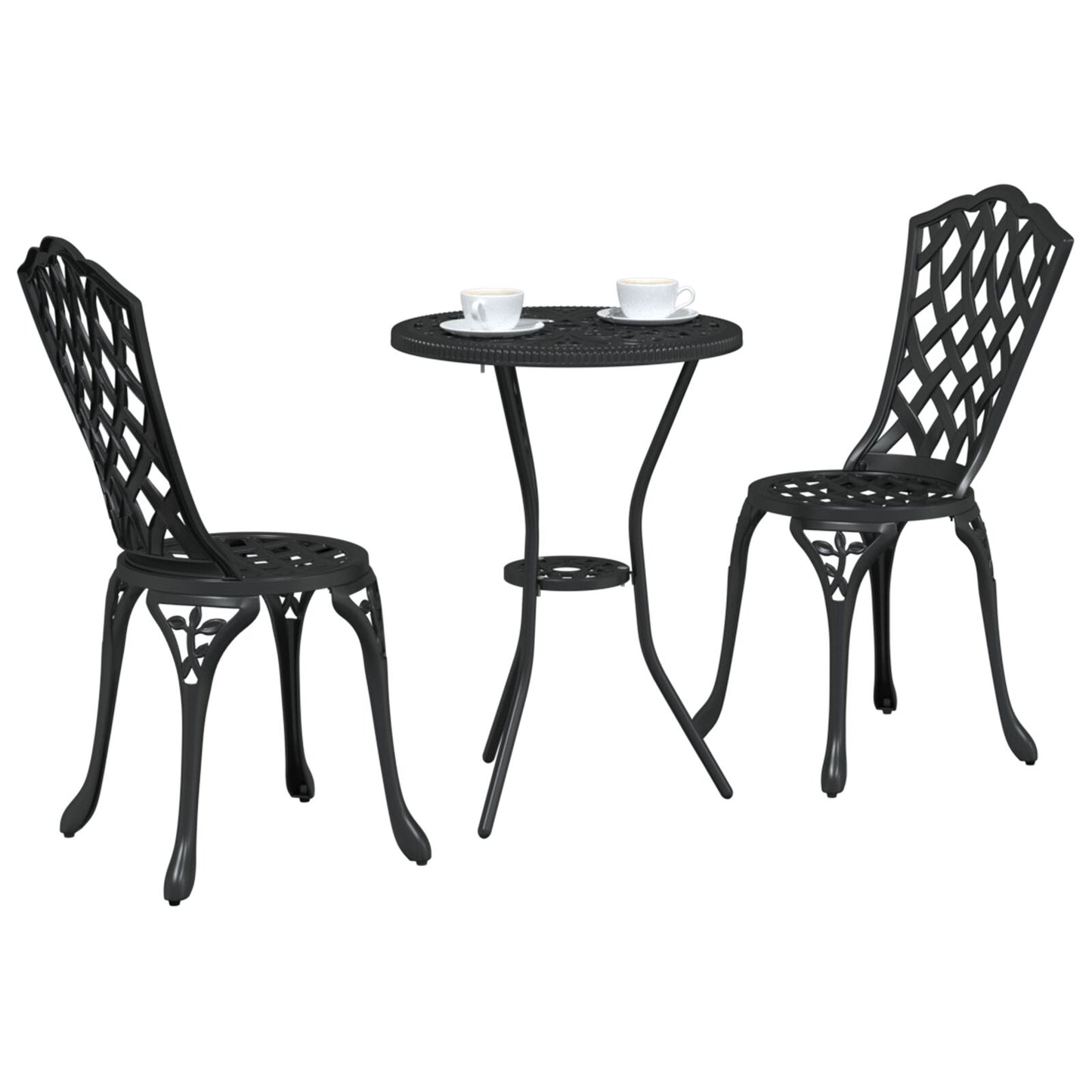 3-Delige Tuin Bistro Set In Gietaluminium Zwart