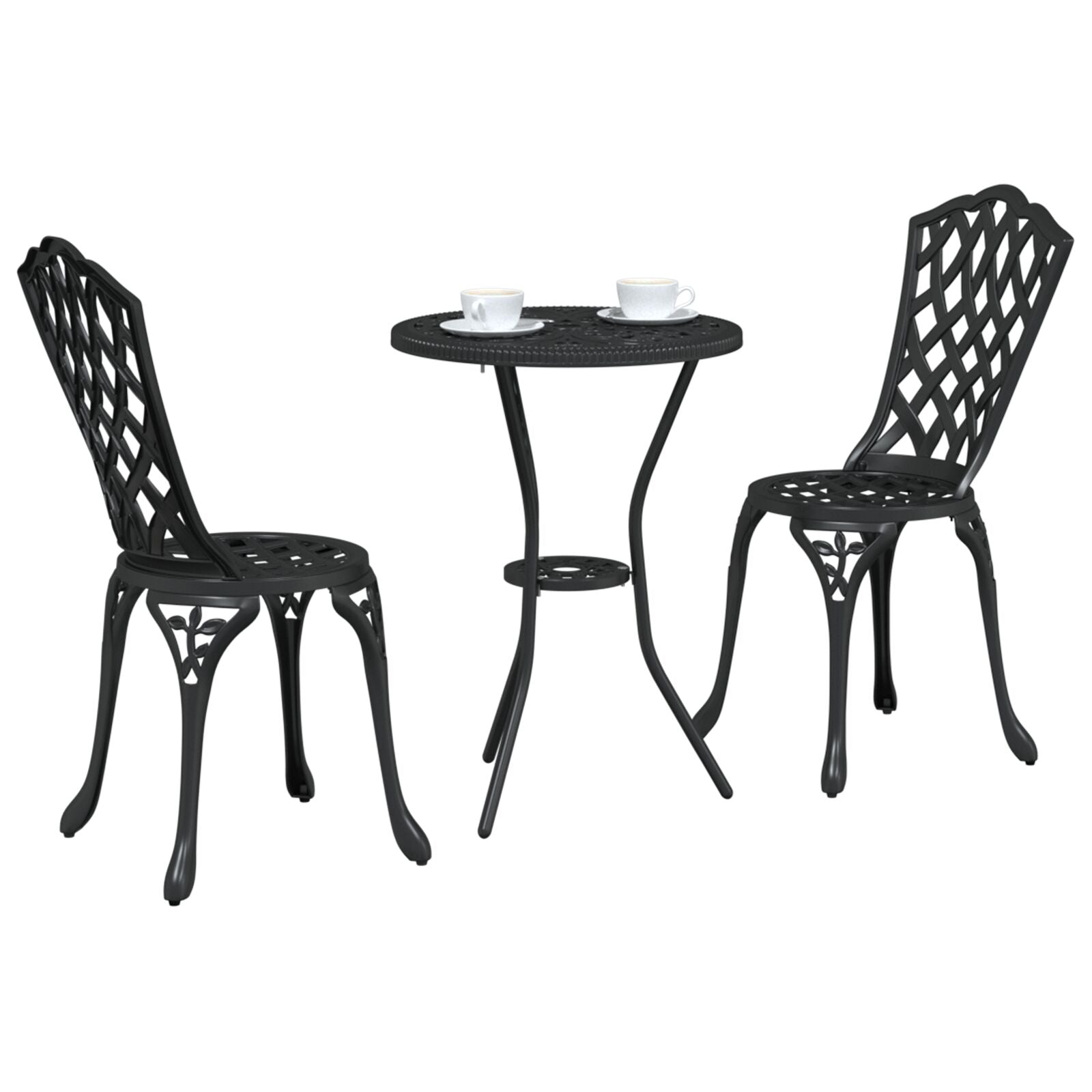 3-Delige Tuin Bistro Set In Gietaluminium Zwart