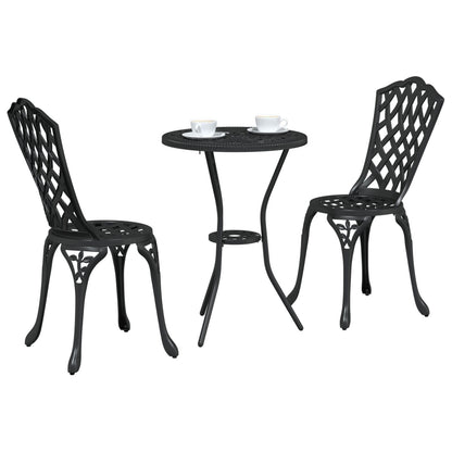 3-Delige Tuin Bistro Set In Gietaluminium Zwart