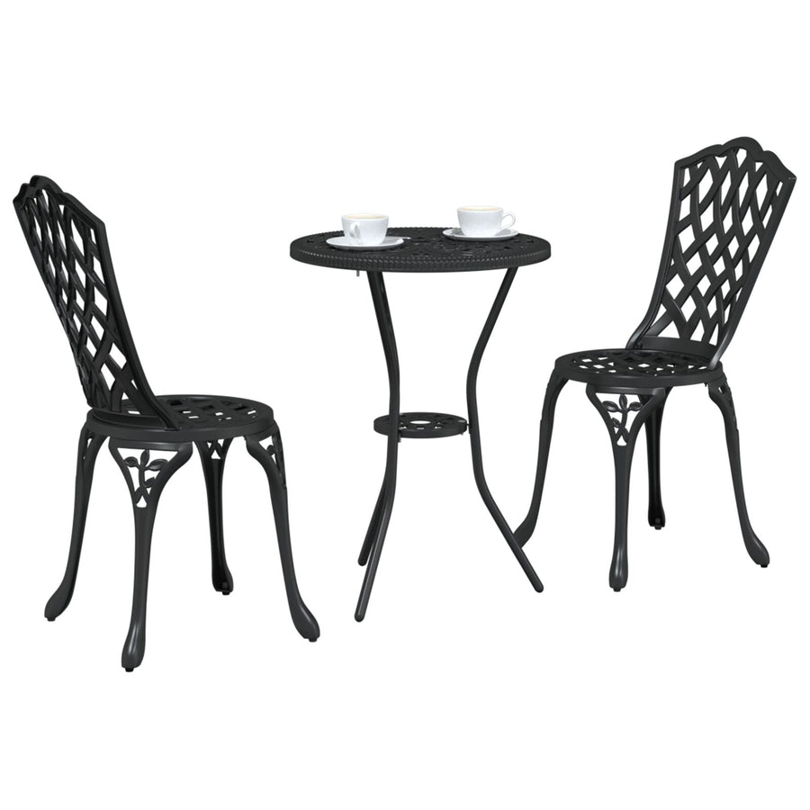 3-Delige Tuin Bistro Set In Gietaluminium Zwart