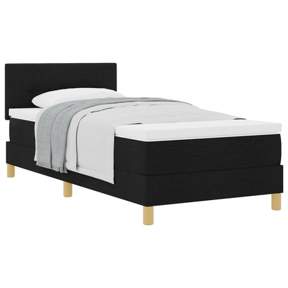 Boxspring Bed Met Matras Stof Zwart 100 x 200 cm Knopen gestoffeerd